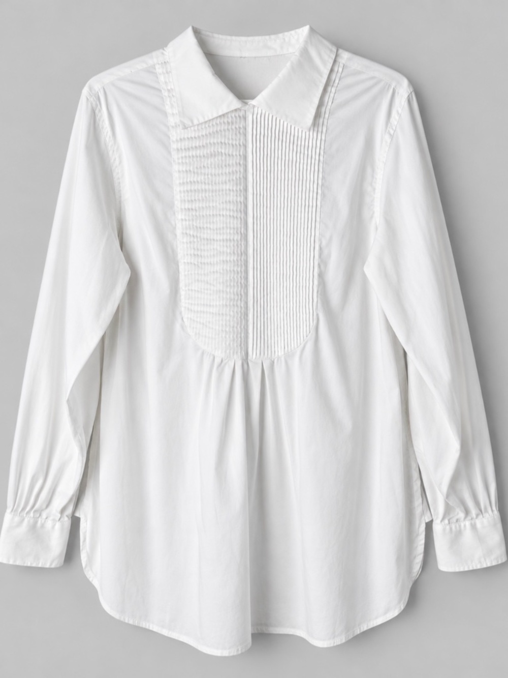 By Malene Birger White Pleated Bib Longline Tunic Blouse Shirt EU 38 M Luxury